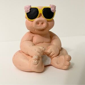 Vintage Wetherbee Pig Figurine wearing Sunglasses Figure